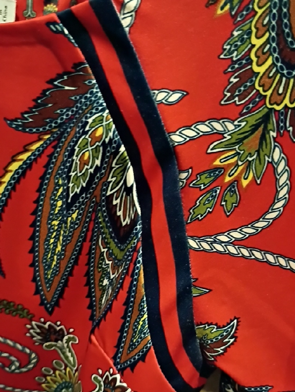 FINAL PRICE Gretchen Scott Red Multicolored Paisley Rope Print Blouse - Picture 4 of 15